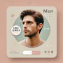 DALL·E 2024-10-28 21.09.32 - Create a high-quality image of a male model wearing eyeglasses with a label 'Men' beneath the image. The image should have rounded corners, a pastel-c